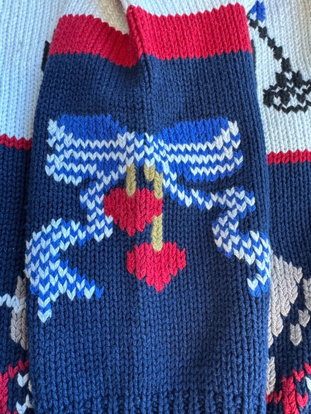 South Cotton Fourth of July Navy Hand-Knitted Cotton Sweater 0468 - Picture 6 of 10